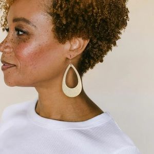 Nickel and Suede Gold Cut-Out Earring- Large